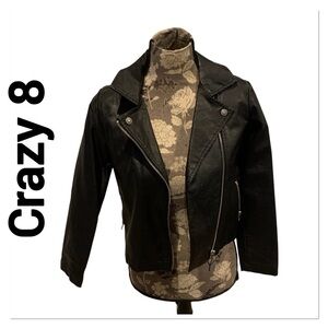 CRAZY 8 Black Faux Leather Motorcycle Jacket size large 10/12